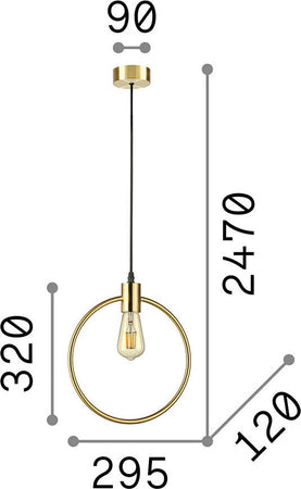 Sospensione-Moderna-Abc-Metallo-Ottone-1-Luce-E27-Diffusore-Tondo