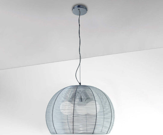 Sospensione-Moderna-Basket-Alluminio-E-Metallo-Grigio-3-Luci-E27-50Cm
