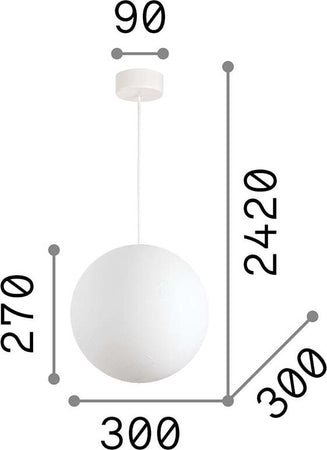 Sospensione-Moderna-Carta-Metallo-Bianco-1-Luce-E27-D30Cm