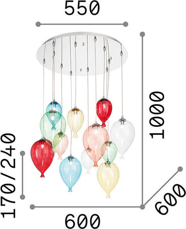 Sospensione-Moderna-Clown-Metallo-Multicolor-12-Luci-G9-3W-3000K-Luce-Calda