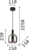 Sospensione-Moderna-Coco-1-Metallo-Fumè-Led-7W-3000K-Luce-Calda