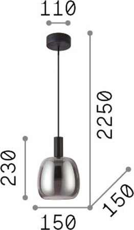 Sospensione-Moderna-Coco-1-Metallo-Fumè-Led-7W-3000K-Luce-Calda