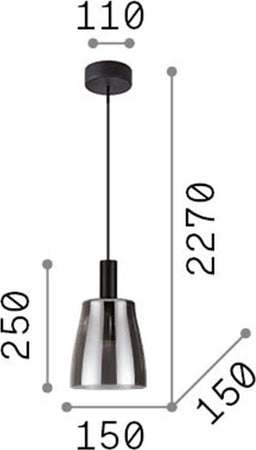 Sospensione-Moderna-Coco-2-Metallo-Fumè-Led-7W-3000K-Luce-Calda
