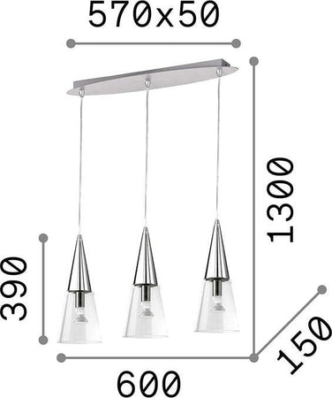 Sospensione-Moderna-Cono-Metallo-Cromo-3-Luci-E14