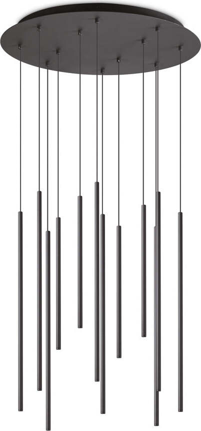 Sospensione-Moderna-Filo-Metallo-Nero-12-Luci-Led-25W-3000K-Luce-Calda