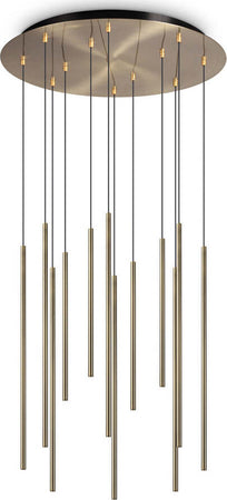Sospensione-Moderna-Filo-Metallo-Ottone-12-Luci-Led-25W-3000K-Luce-Calda