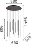 Sospensione-Moderna-Filo-Metallo-Ottone-12-Luci-Led-25W-3000K-Luce-Calda