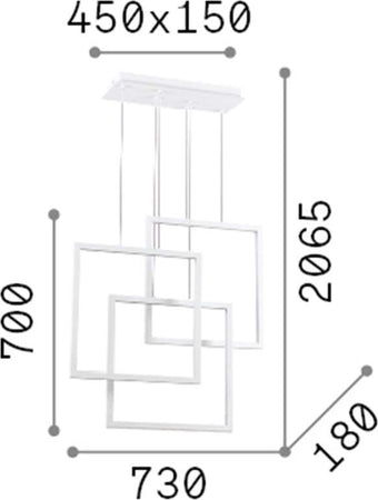 Sospensione-Moderna-Frame-Alluminio-Bianco-Led-80W-3000K-Luce-Calda