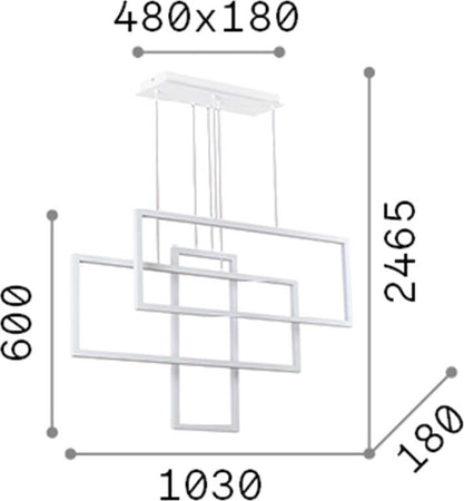 Sospensione-Moderna-Frame-Alluminio-Bianco-Led-93W-3000K-Luce-Calda