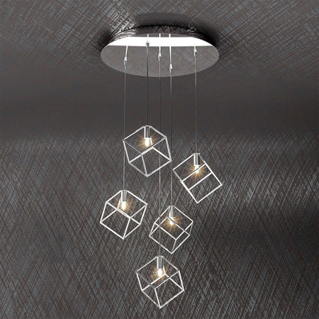 Sospensione-Moderna-Frame-Metallo-Cromo-5-Luci-G9