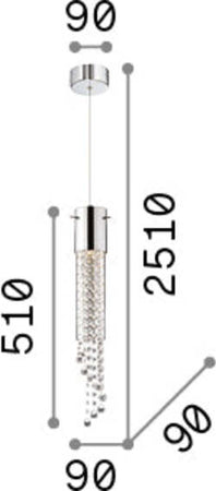 Sospensione-Moderna-Gocce-Vetro-Cromo-1-Luce-Gu10-7W-3000K-Luce-Calda