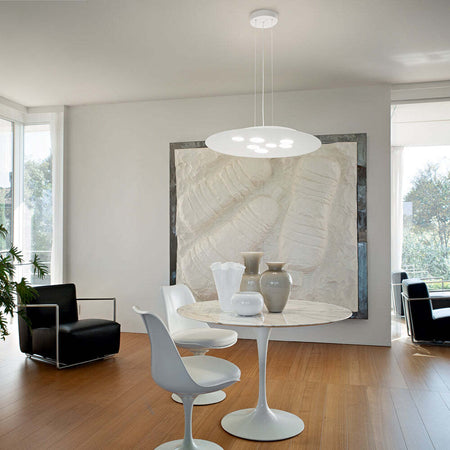 Sospensione-Moderna-Luna-Metallo-E-Alluminio-Bianco-7+3-Luci-Gx53-Biemissione