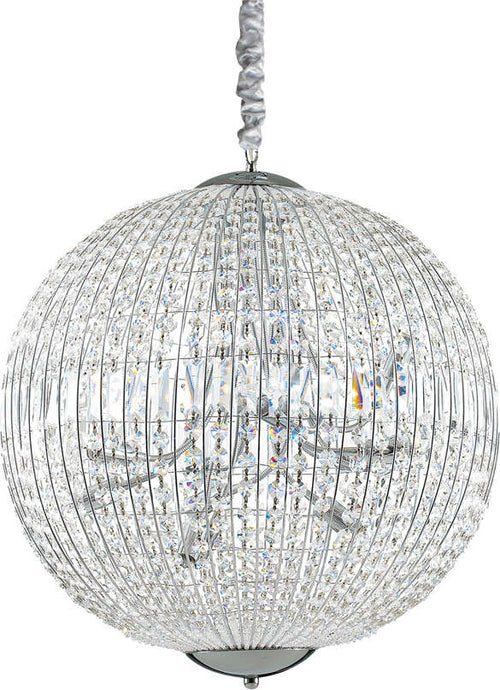 Sospensione-Moderna-Luxor-Metallo-Cristallo-Cromo-12-Luci-G9-3W-3000K-Luce-Calda