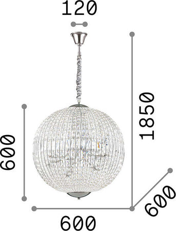 Sospensione-Moderna-Luxor-Metallo-Cristallo-Cromo-12-Luci-G9-3W-3000K-Luce-Calda