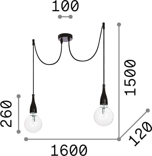 Sospensione-Moderna-Minimal-Metallo-Nero-2-Luci-E27-8W-3000K-Luce-Calda