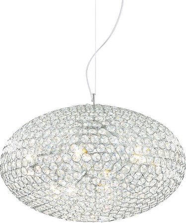 Sospensione-Moderna-Orion-Metallo-Cristallo-Cromo-6-Luci-E14