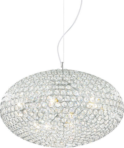Sospensione-Moderna-Orion-Metallo-Cristallo-Cromo-6-Luci-E14