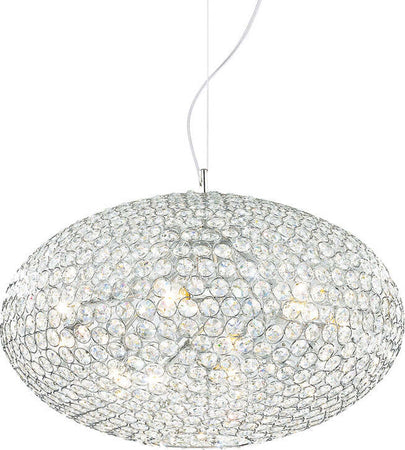 Sospensione-Moderna-Orion-Metallo-Cristallo-Cromo-8-Luci-E14