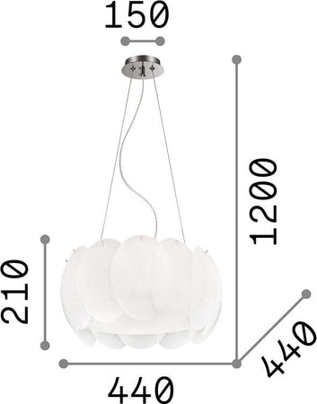 Sospensione-Moderna-Ovalino-Vetro-Bianco-5-Luci-E27