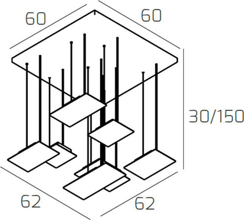 Sospensione-Moderna-Pixel-Metallo-Nero-8-Luci-Gx53