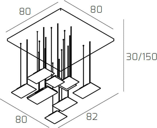 Sospensione-Moderna-Pixel-Metallo-Sabbia-10-Luci-Gx53