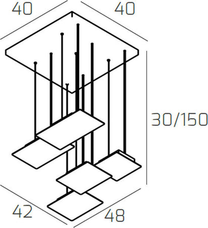 Sospensione-Moderna-Pixel-Metallo-Sabbia-5-Luci-Gx53