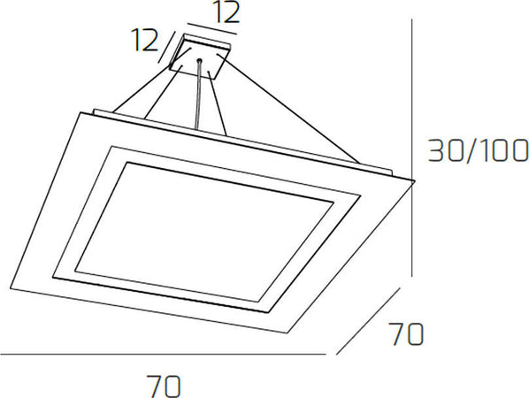 Sospensione-Moderna-Quadrata-Carpet-Metallo-Bianco-4-Luci-2G11-70Cm