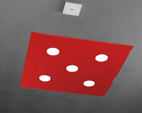 Sospensione-Moderna-Quadrata-Path-Vetro-Rosso-5-Luci-Gx53