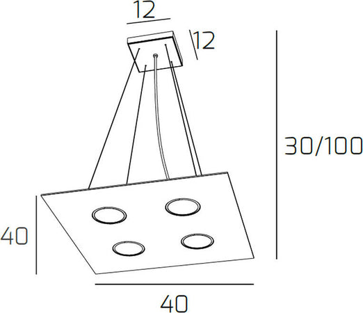 Sospensione-Moderna-Quadrata-Path-Vetro-Verde-4-Luci-Gx53