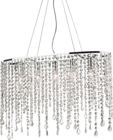 Sospensione-Moderna-Rain-Metallo-Cristallo-Cromo-5-Luci-E14