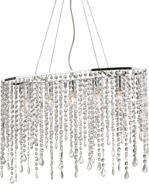 Sospensione-Moderna-Rain-Metallo-Cristallo-Cromo-5-Luci-E14