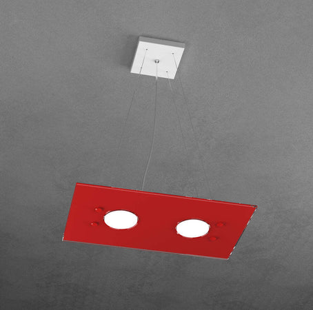 Sospensione-Moderna-Rettangolare-Path-Vetro-Rosso-2-Luci-Gx53