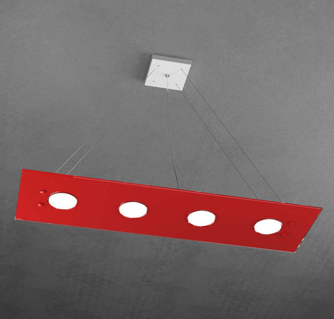 Sospensione-Moderna-Rettangolare-Path-Vetro-Rosso-4-Luci-Gx53