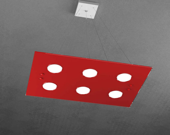 Sospensione-Moderna-Rettangolare-Path-Vetro-Rosso-6-Luci-Gx53