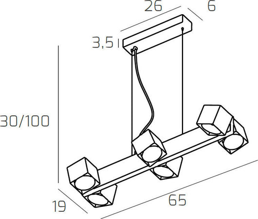 Sospensione-Moderna-Rotation-Metallo-Sabbia-6-Luci-Gx53