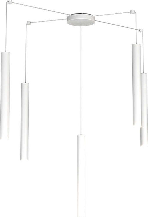 Sospensione-Moderna-Round-Tube-Metallo-Bianco-5-Luci-Gu10