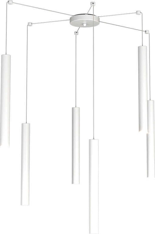 Sospensione-Moderna-Round-Tube-Metallo-Bianco-6-Luci-Gu10