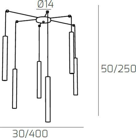 Sospensione-Moderna-Round-Tube-Metallo-Bianco-6-Luci-Gu10