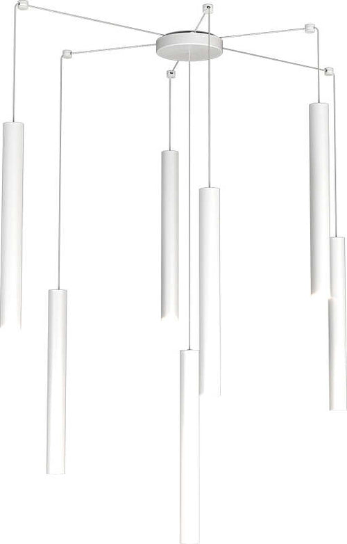 Sospensione-Moderna-Round-Tube-Metallo-Bianco-7-Luci-Gu10