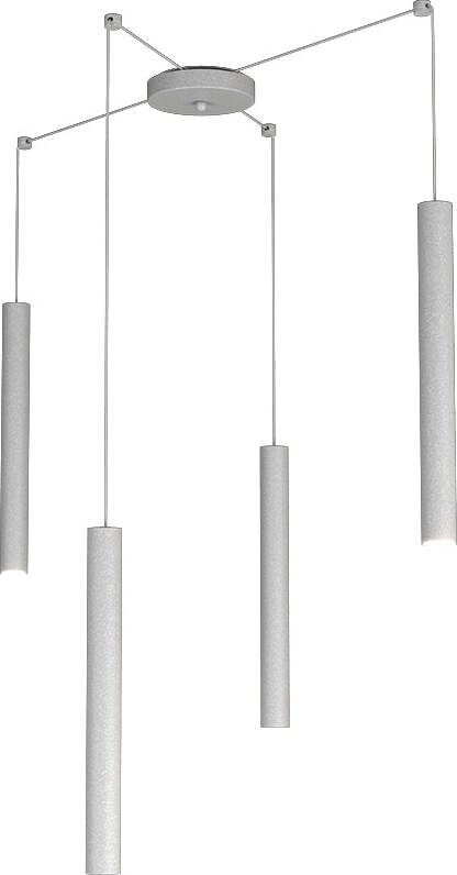 Sospensione-Moderna-Round-Tube-Metallo-Grigio-4-Luci-Gu10