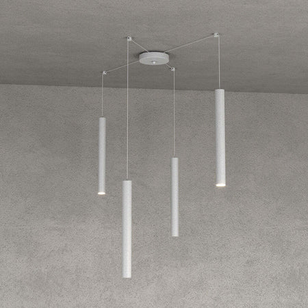 Sospensione-Moderna-Round-Tube-Metallo-Grigio-4-Luci-Gu10