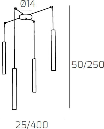 Sospensione-Moderna-Round-Tube-Metallo-Grigio-4-Luci-Gu10