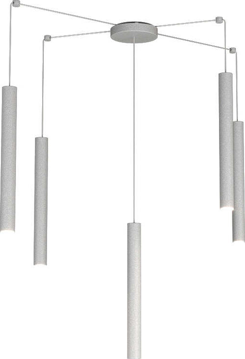 Sospensione-Moderna-Round-Tube-Metallo-Grigio-5-Luci-Gu10