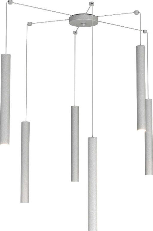 Sospensione-Moderna-Round-Tube-Metallo-Grigio-6-Luci-Gu10