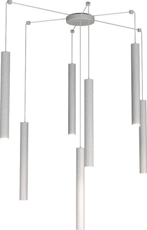 Sospensione-Moderna-Round-Tube-Metallo-Grigio-7-Luci-Gu10