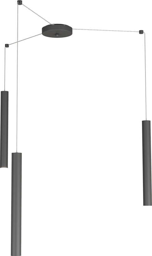 Sospensione-Moderna-Round-Tube-Metallo-Grigio-Antracite-3-Luci-Gu10