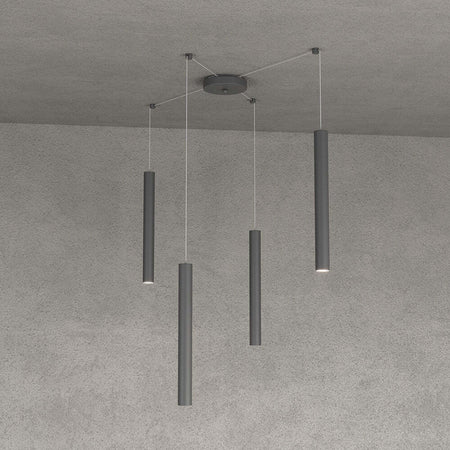 Sospensione-Moderna-Round-Tube-Metallo-Grigio-Antracite-4-Luci-Gu10
