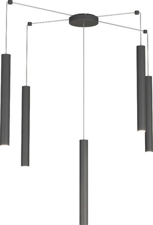 Sospensione-Moderna-Round-Tube-Metallo-Grigio-Antracite-5-Luci-Gu10