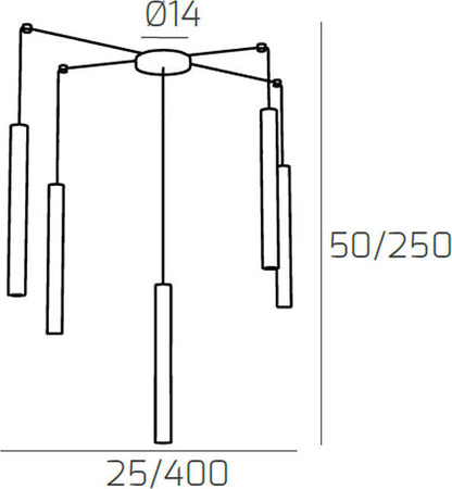 Sospensione-Moderna-Round-Tube-Metallo-Grigio-Antracite-5-Luci-Gu10
