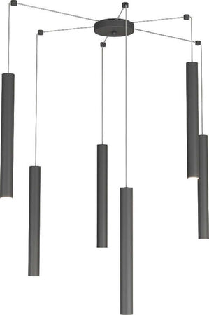 Sospensione-Moderna-Round-Tube-Metallo-Grigio-Antracite-6-Luci-Gu10